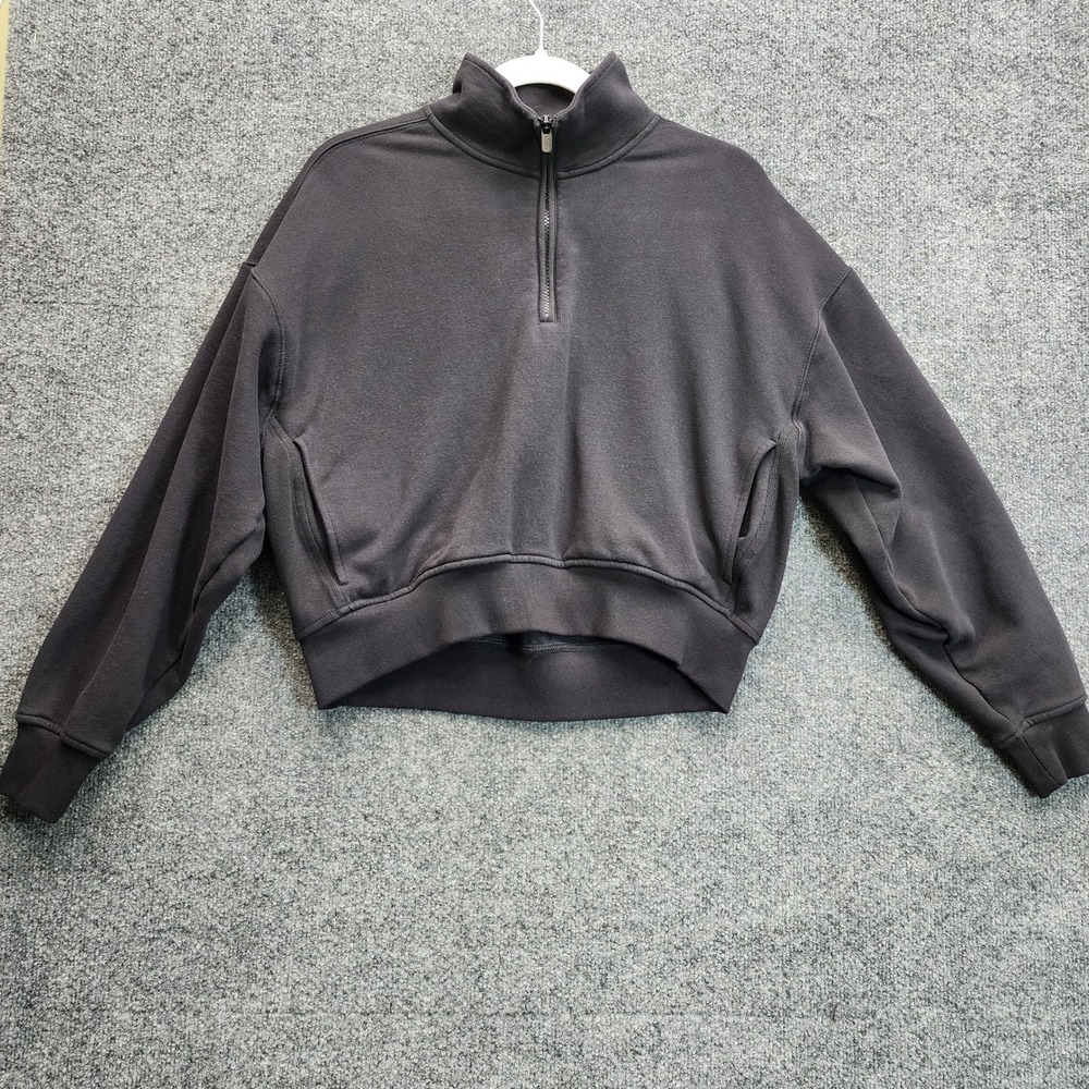Athleta Coaster Luxe Quarter Zip Cropped Fleece Sweatshirt Pullover Women's S